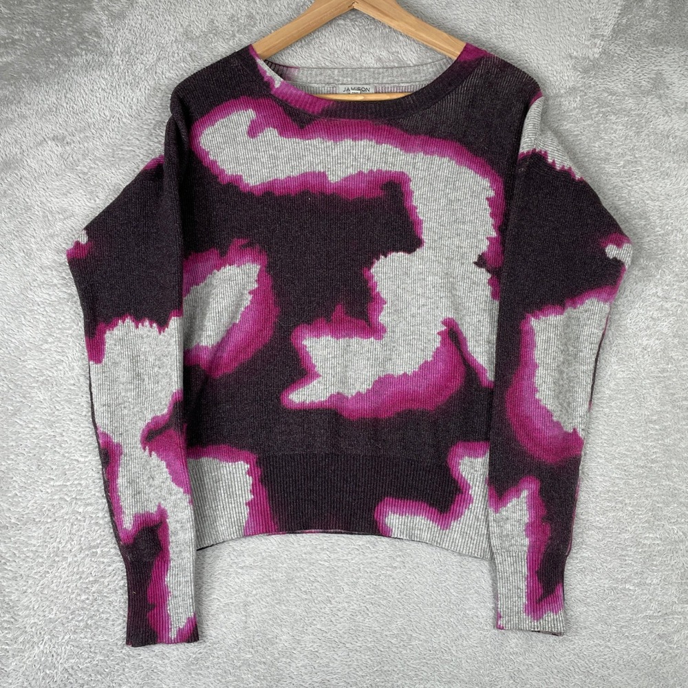 Jamison‎ Sweater Womens Medium Purple Abstract Tie Dye Knit Crew Neck Pullover